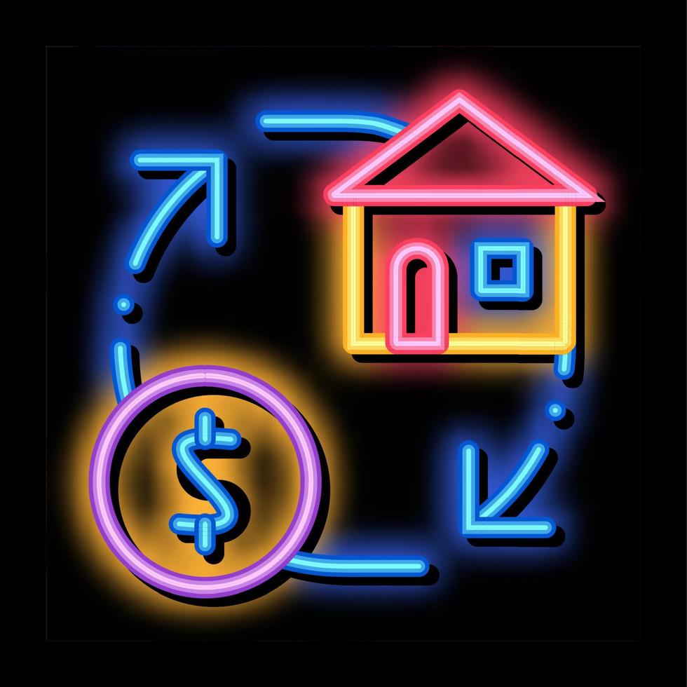 Sign Exchange Money On House neon glow icon illustration vector