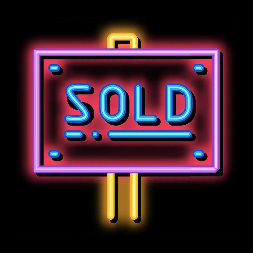 Tablet For Real Estate Sold neon glow icon illustration vector