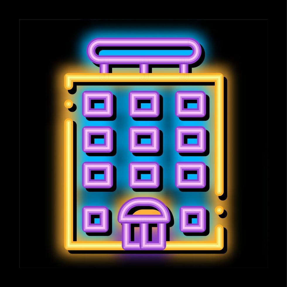 Tower-block Building neon glow icon illustration vector