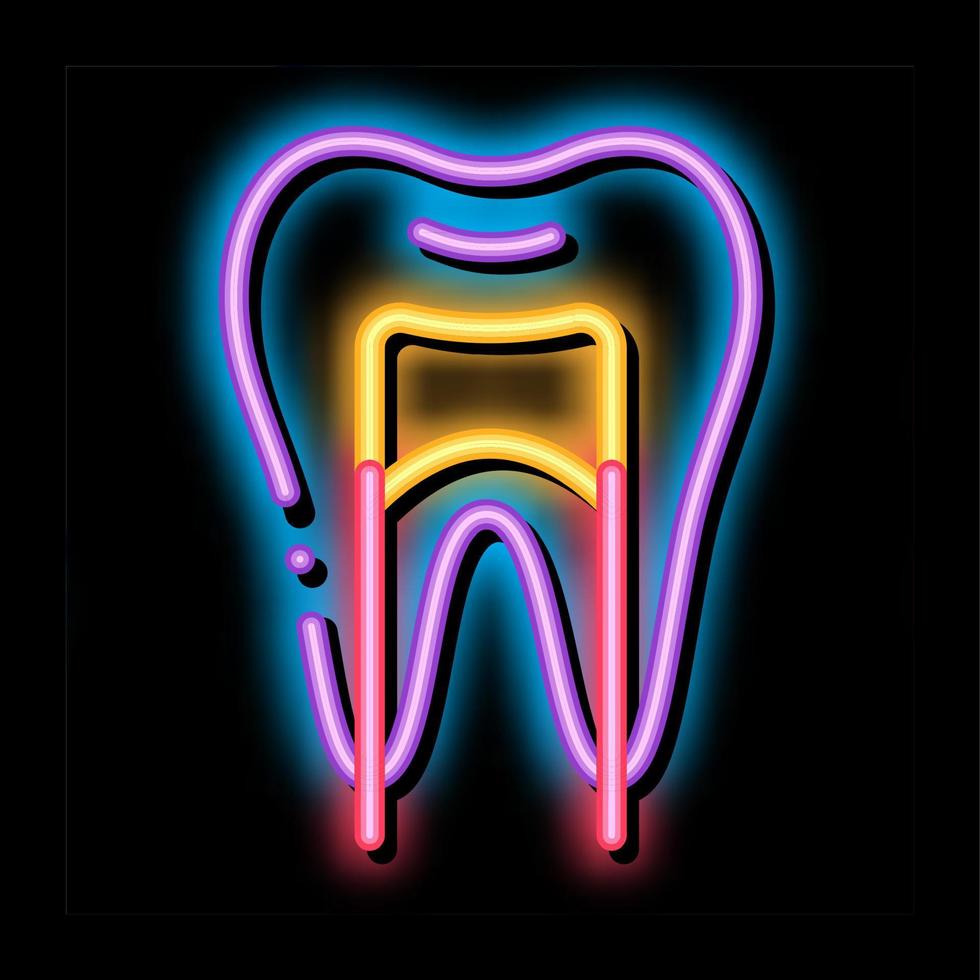 imagen de rayos x dental estomatología neón resplandor icono ilustración vector