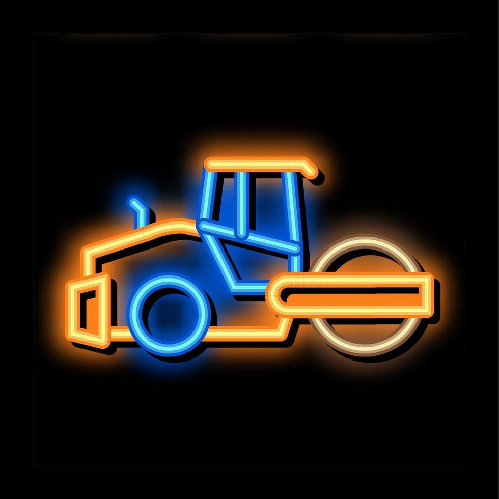 road repair pavering tractor neon glow icon illustration vector