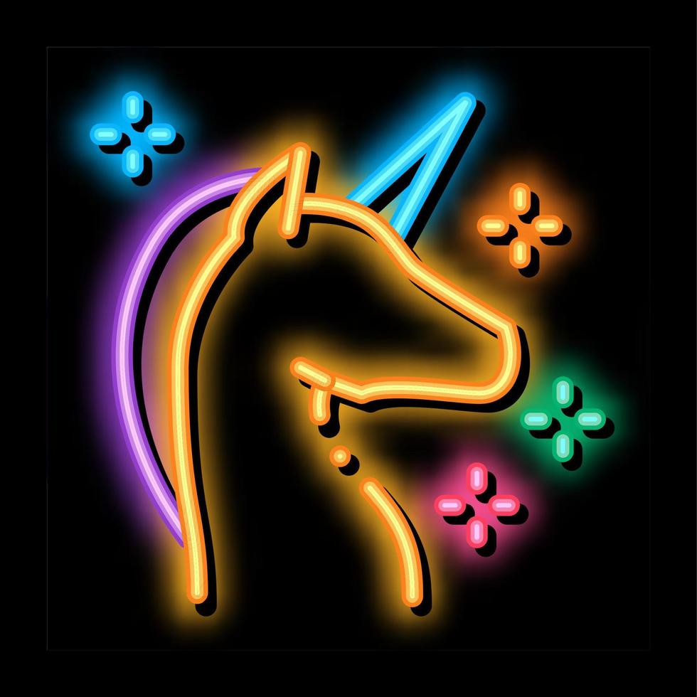 ilustración de icono de brillo de neón de unicornio lgbt vector