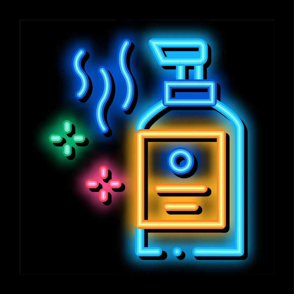 ilustración de icono de brillo de neón de botella de jabón líquido aromático vector