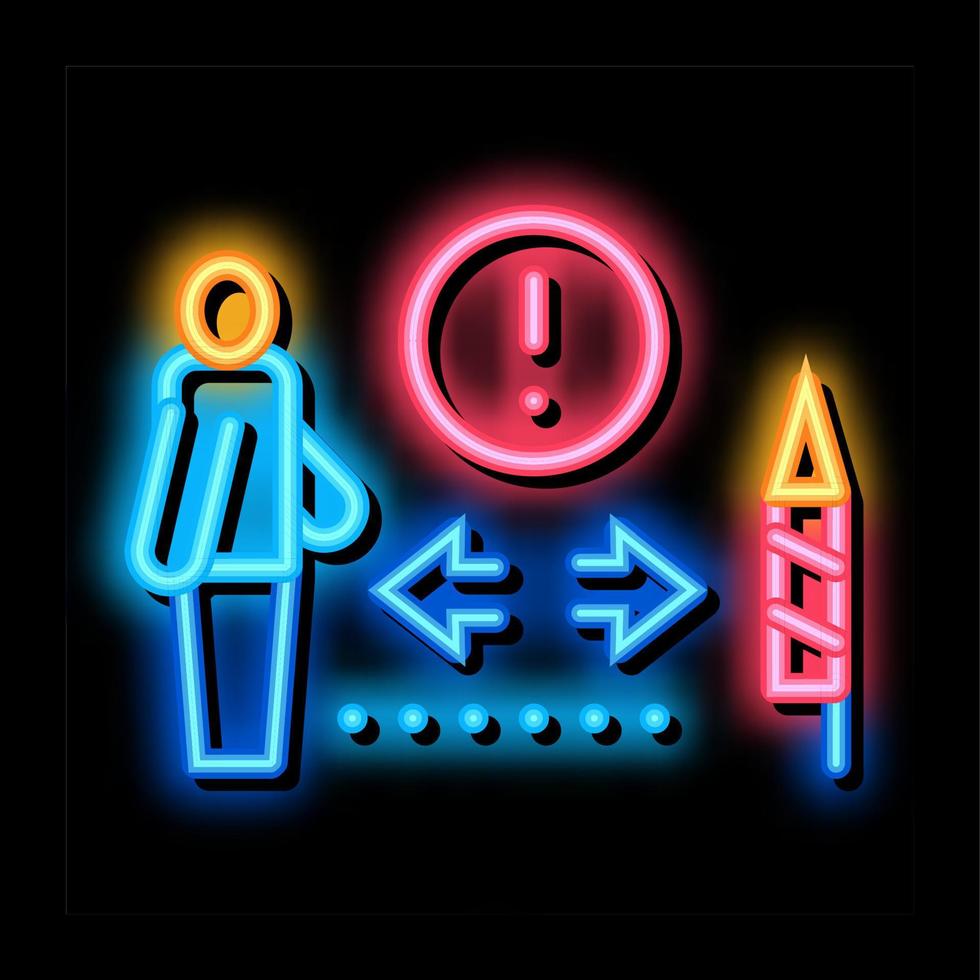 firework safety distance neon glow icon illustration vector