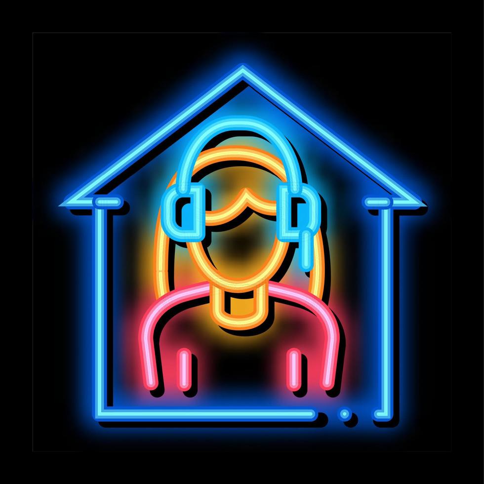 home call center neon glow icon illustration vector