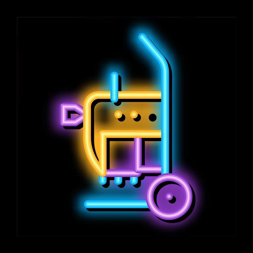 drain cleaning machine on cart neon glow icon illustration vector