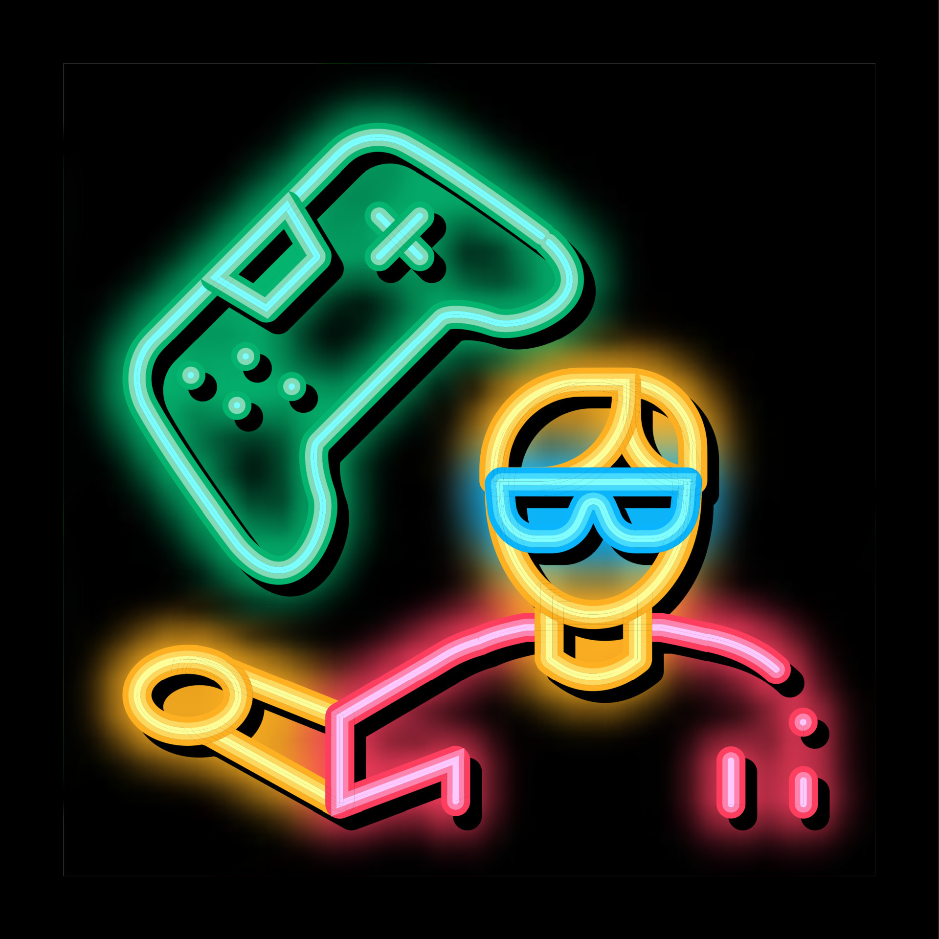 gamer gaming neon glow icon illustration 19479212 Vector Art at Vecteezy