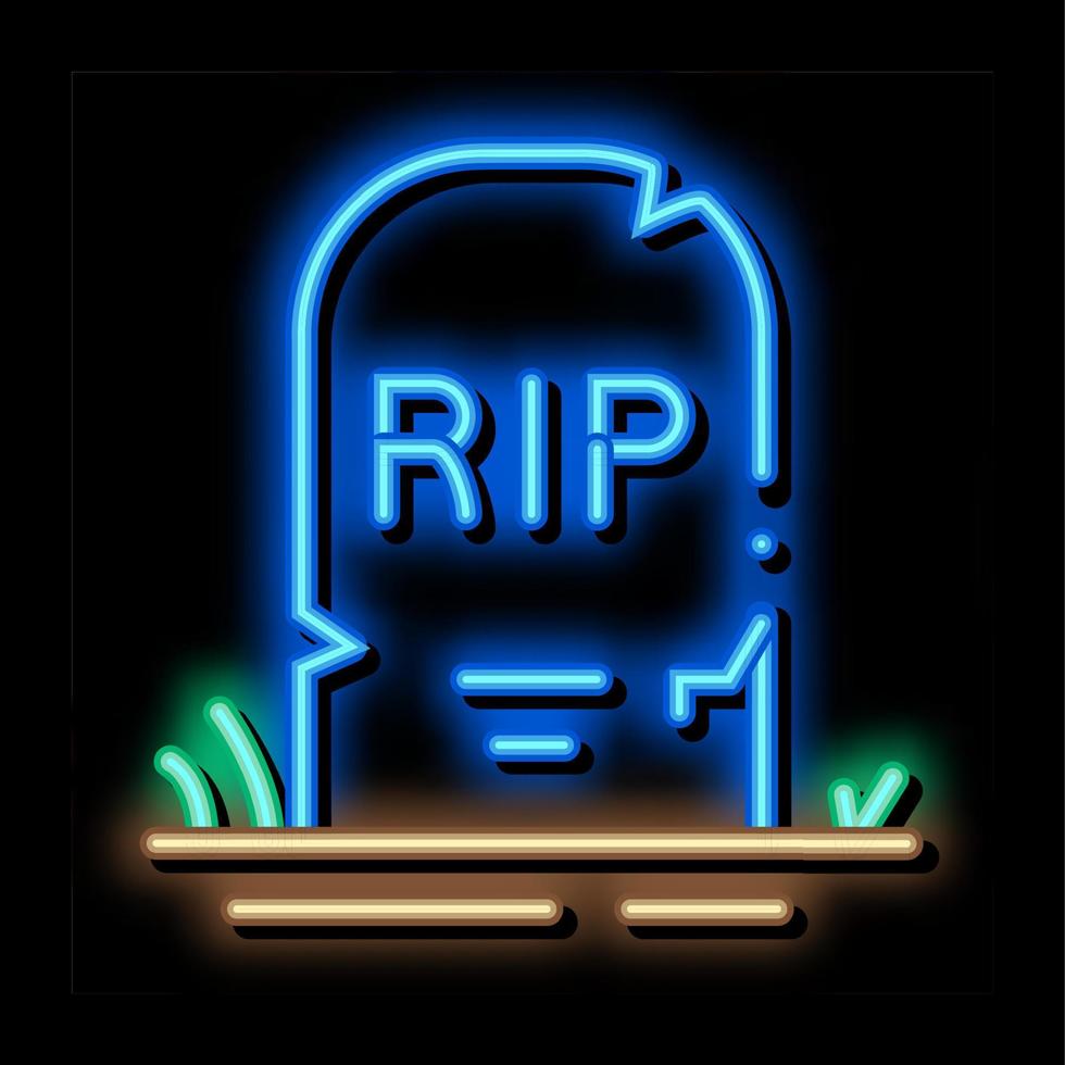 halloween rip tombstone neon glow icon illustration vector