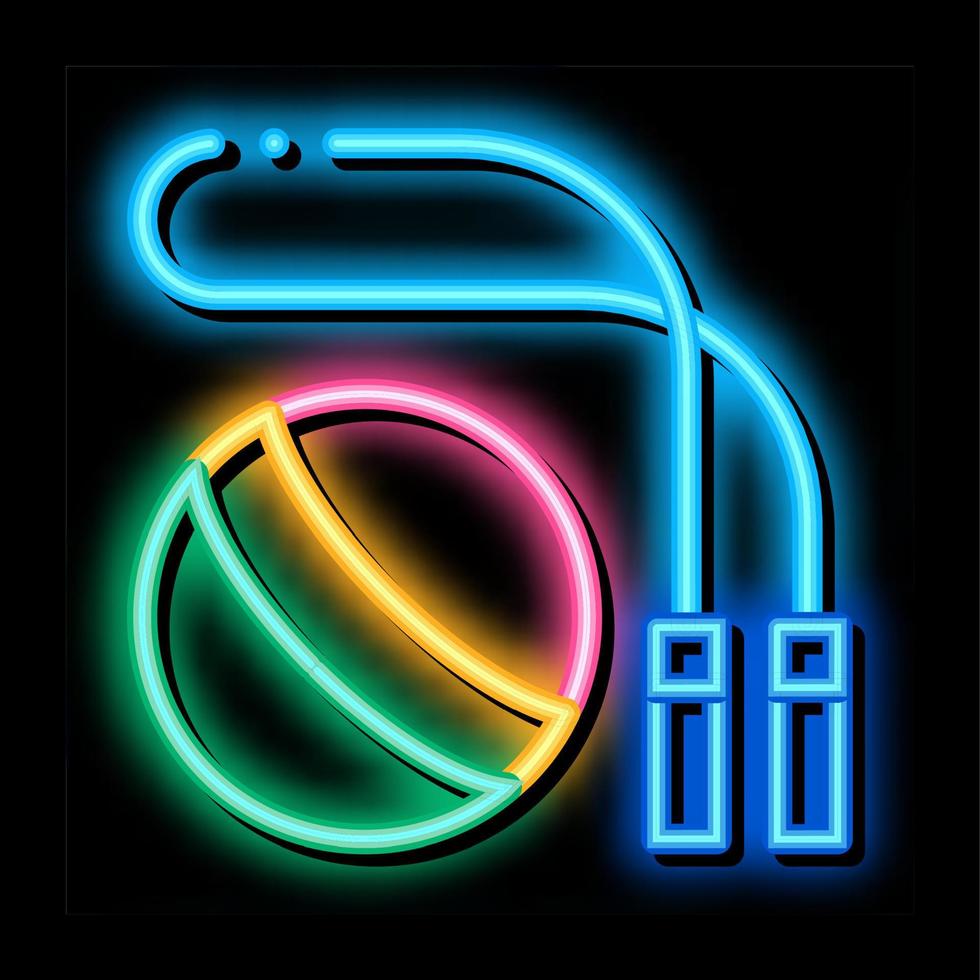 skipping rope and ball neon glow icon illustration vector