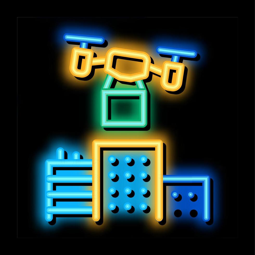 smart city drone delivery neon glow icon illustration vector