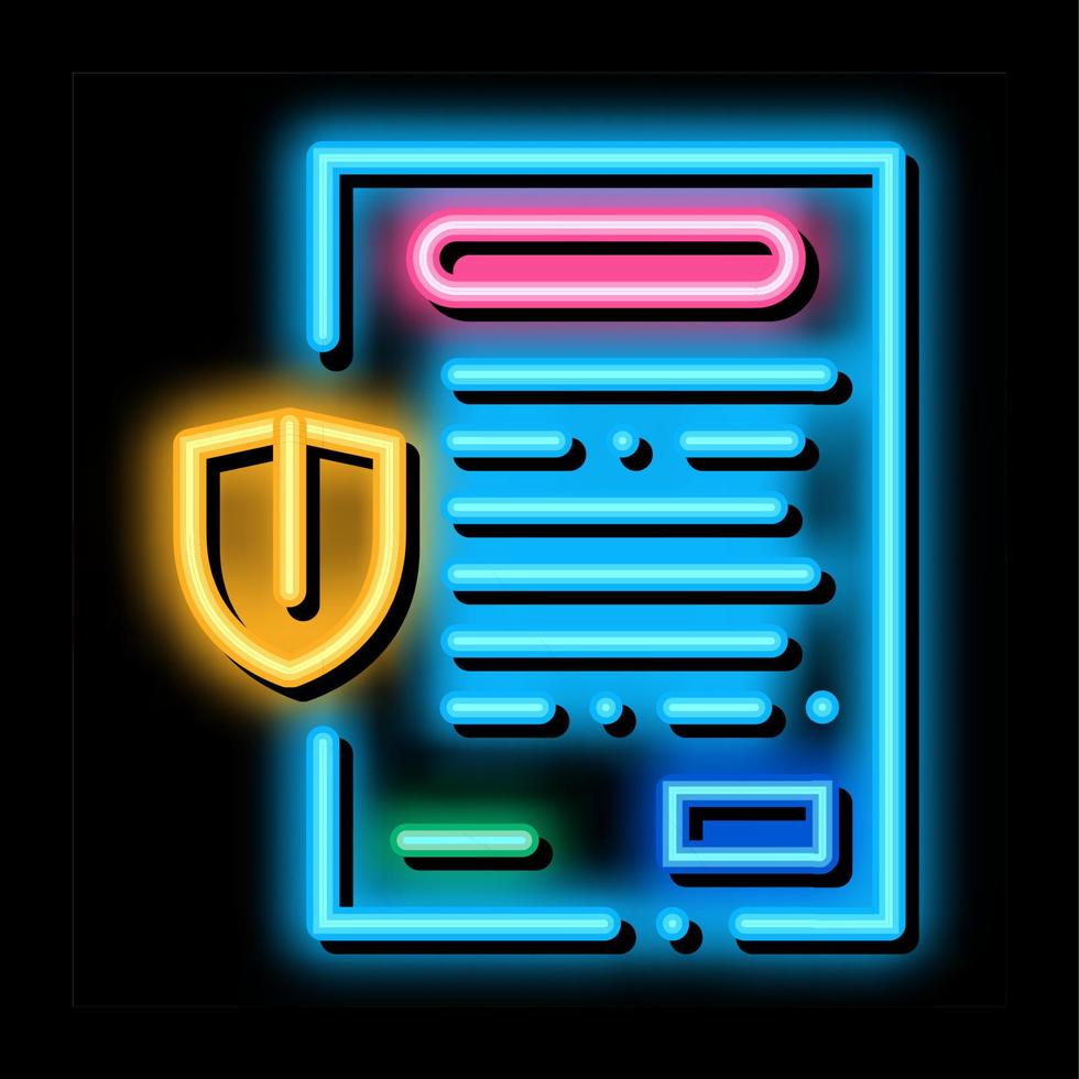 insurance agreement paper list neon glow icon illustration vector