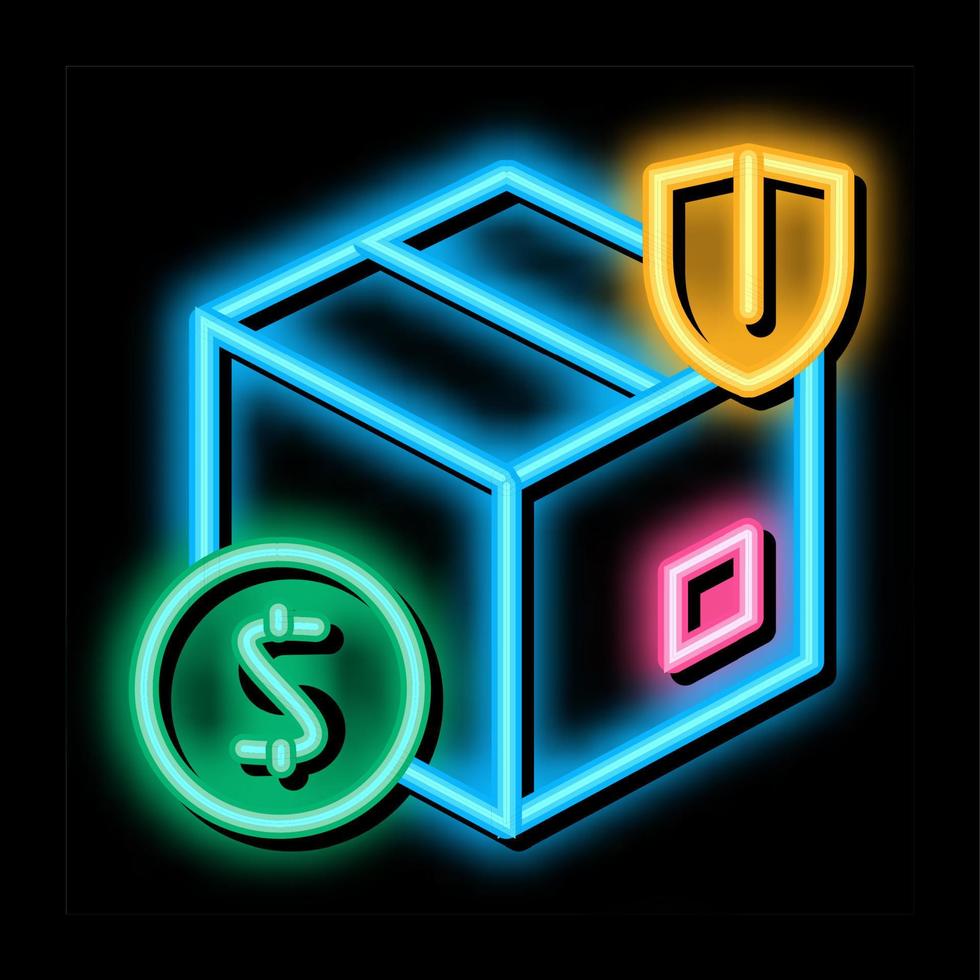 box delivery insurance neon glow icon illustration vector