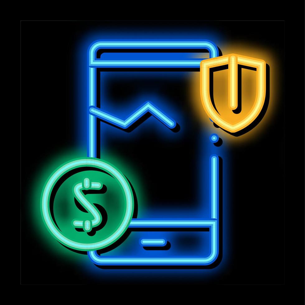 crashed phone screen insurance neon glow icon illustration vector