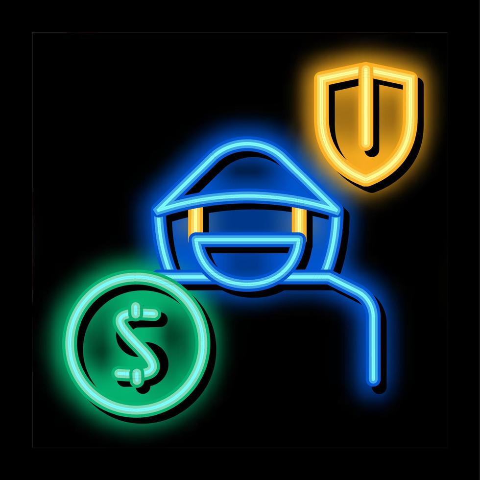 anti thief insurance neon glow icon illustration vector