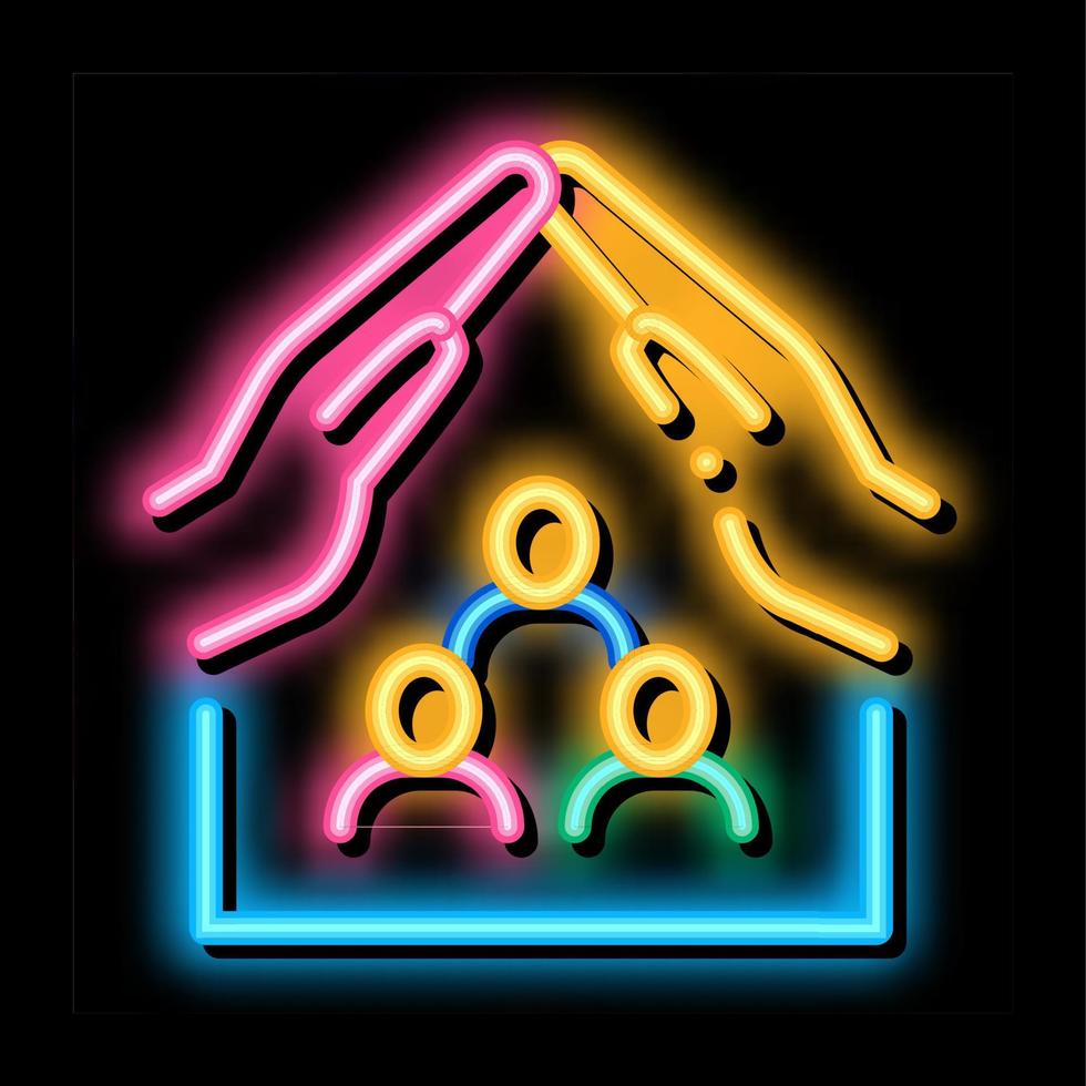 family health protection insurance neon glow icon illustration vector