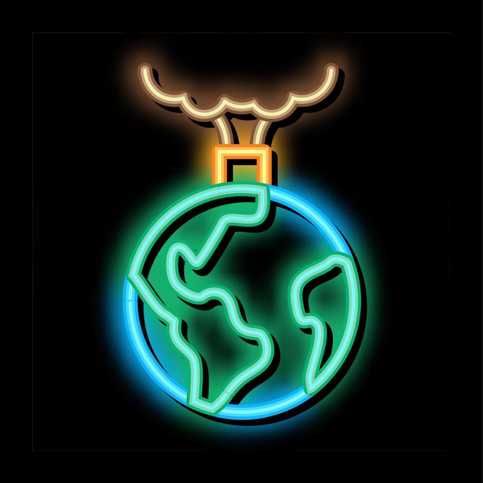 planet pollution neon glow icon illustration vector