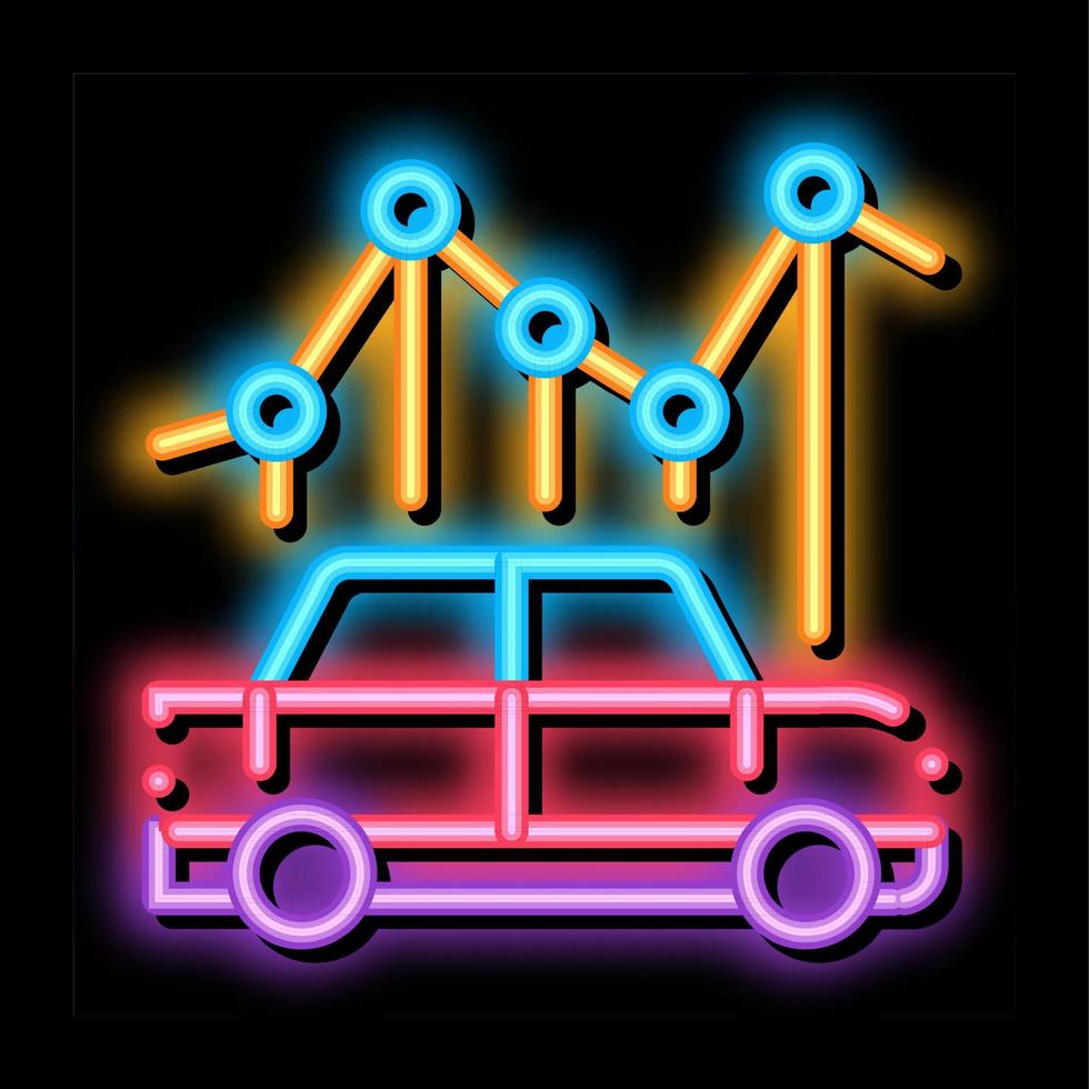 ilustración de icono de brillo de neón infográfico de uso de coche vector