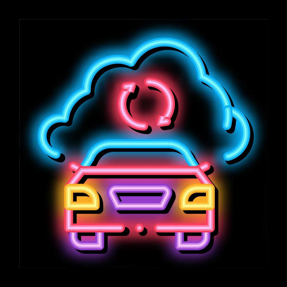 smart car connection cloud neon glow icon illustration vector