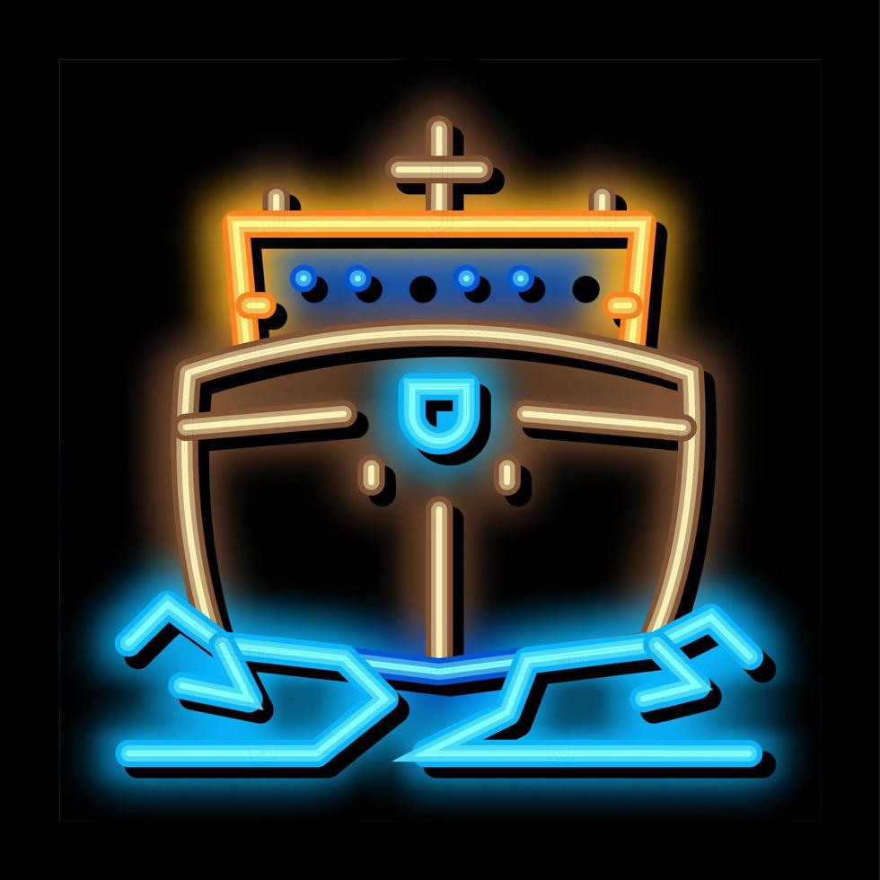 icebreaker ship neon glow icon illustration vector