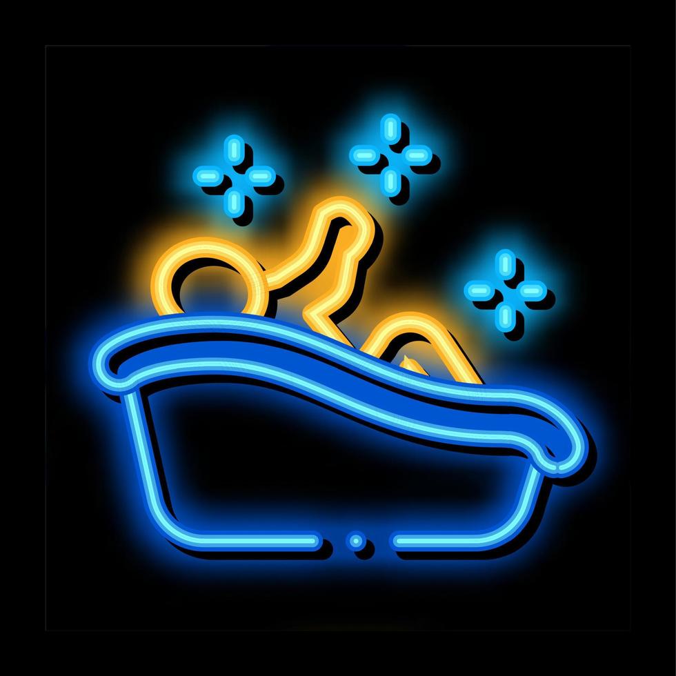 child bathing neon glow icon illustration vector