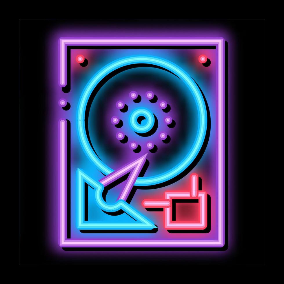 hard drive disk neon glow icon illustration vector