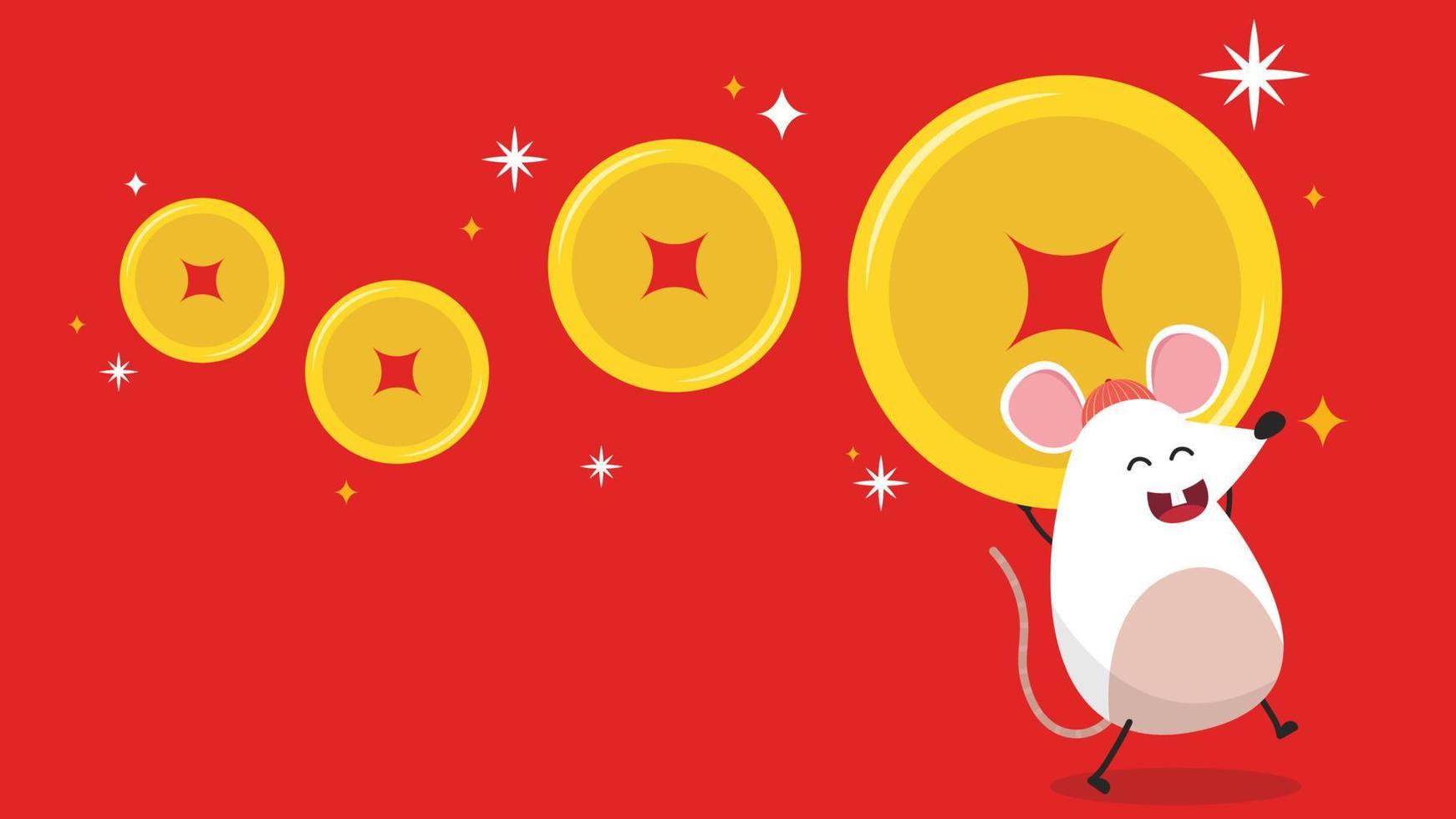Rat character design. wallpaper. free space for text. copy space. Happy  Chinese new year greeting poster. Year of the rat wallpaper. 19479376  Vector Art at Vecteezy