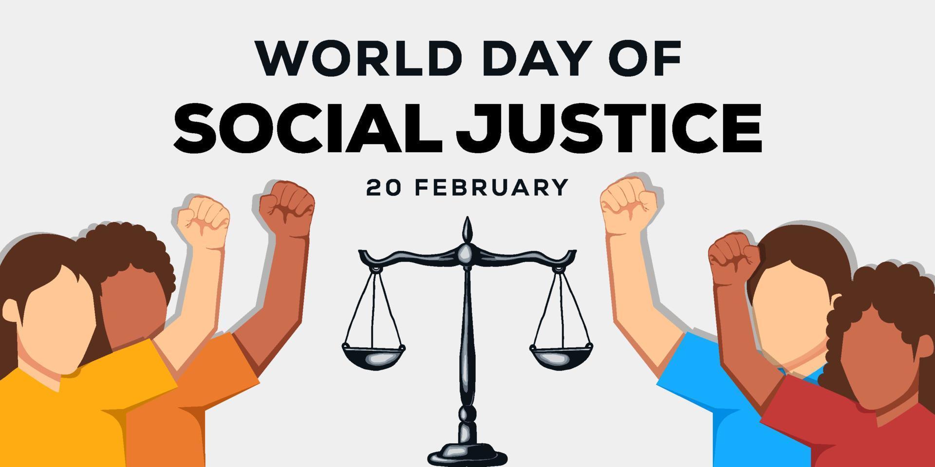 flat design horizontal banner world day of social justice vector