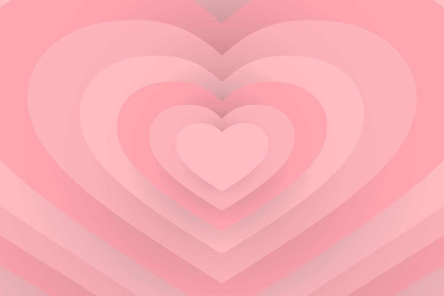 Vector illustration pink heart striped pattern 3d shape shell style,Heart love abstract