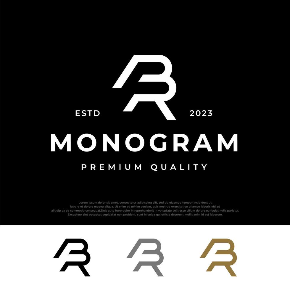 Monogram Logo Design. Initial Letter BR Logotype. Business sign, identity, label, badge, Cafe, Hotel. Vector illustration