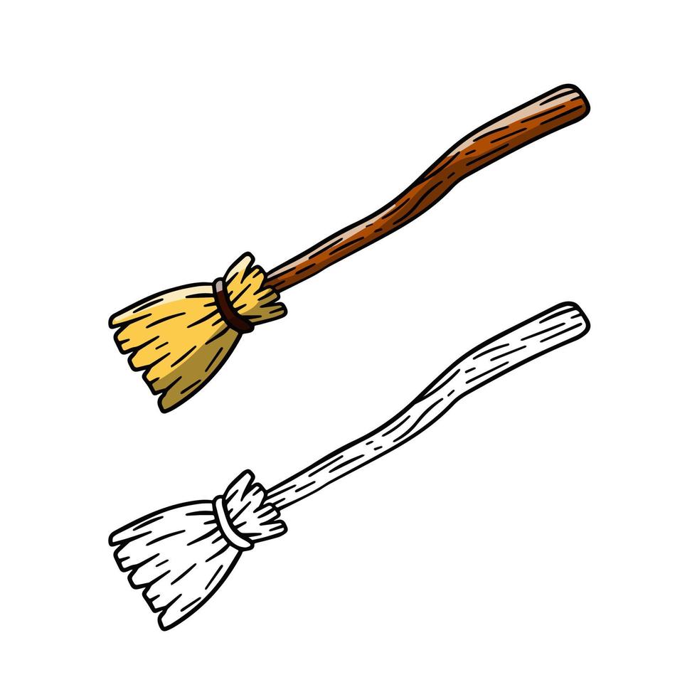Vector element of witch. Cartoon flat illustration. Rustic item for house cleaning isolated on white
