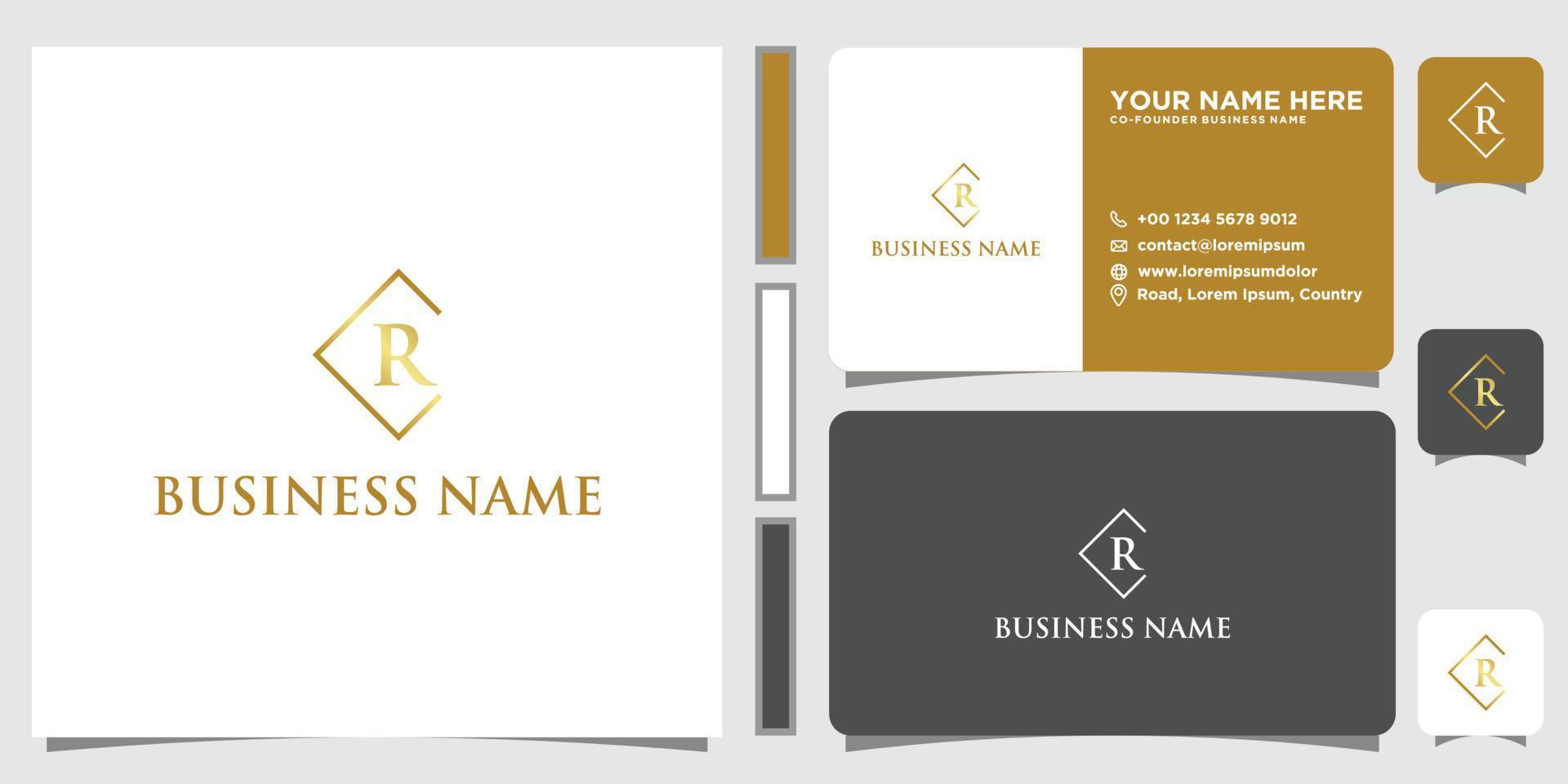 initials letters R logo with business card design vector