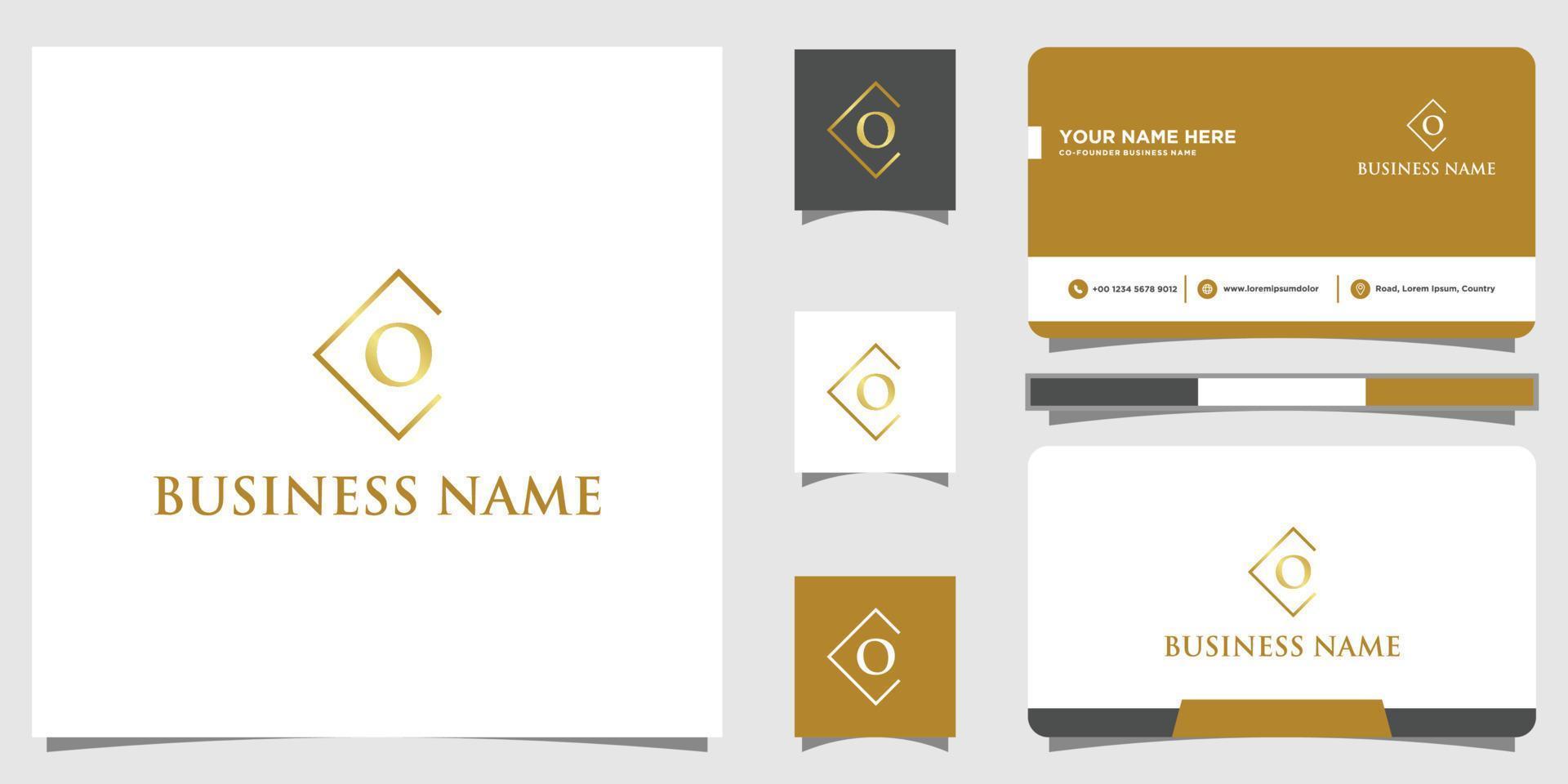 initials letters O logo with business card design vector