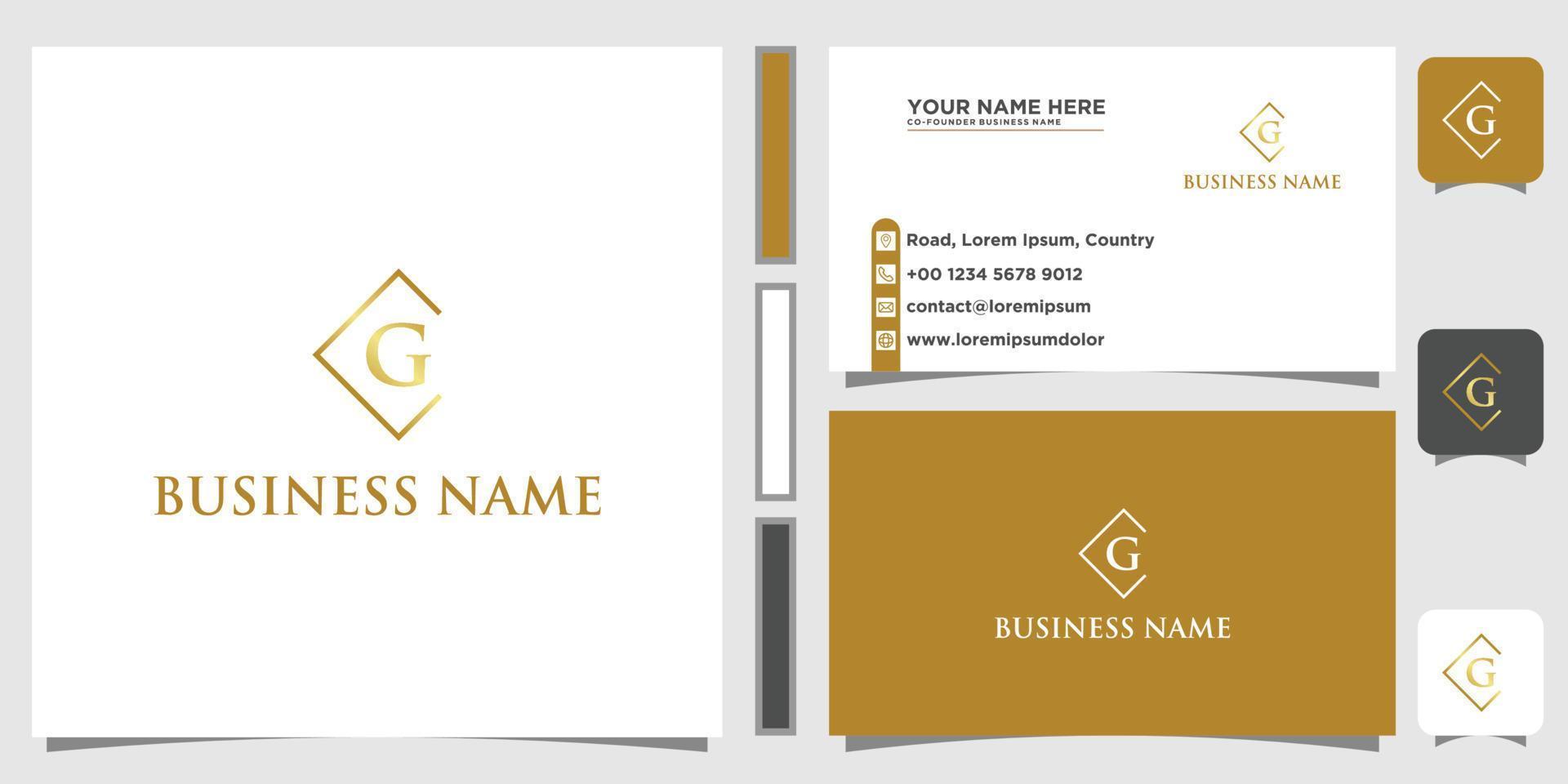 initials letters G logo with business card design vector