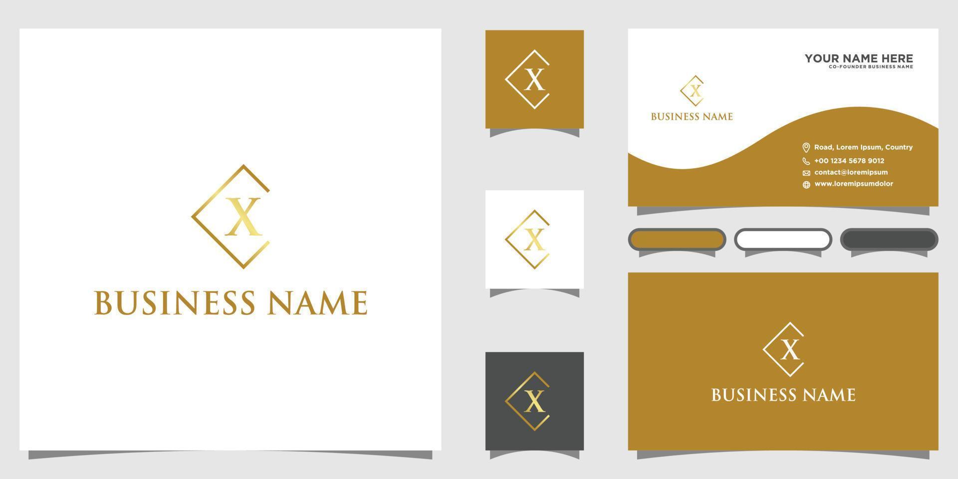 initials letters X logo with business card design vector