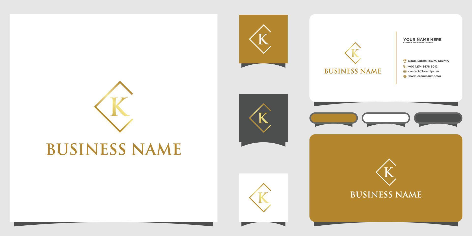 initials letters K logo with business card design vector