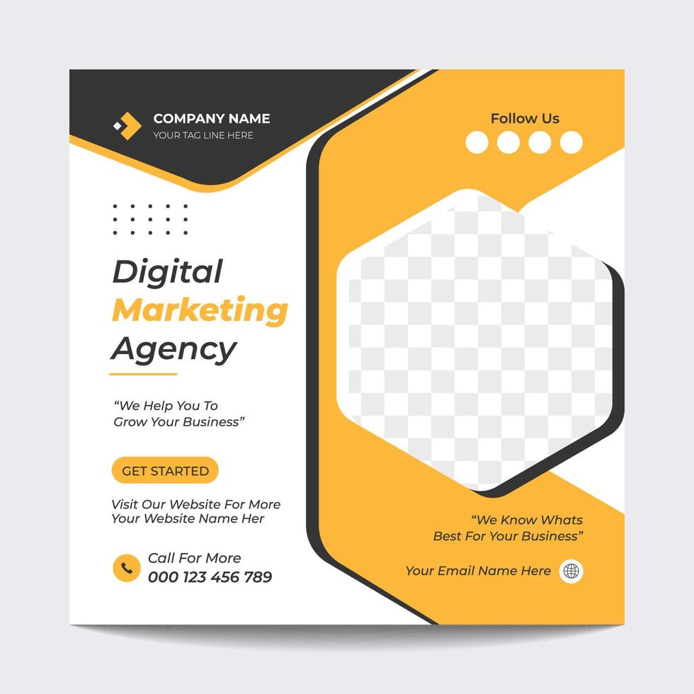 diseño de plantilla de publicación de redes sociales de agencia de marketing digital moderna vector