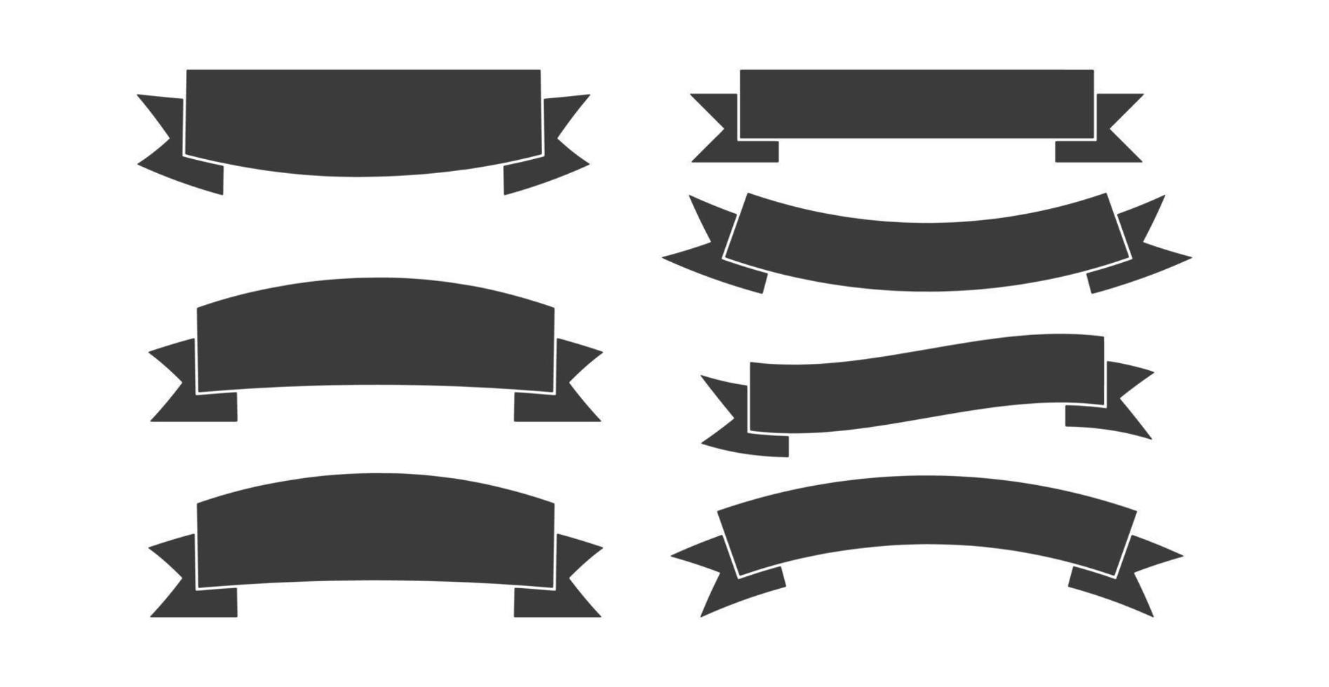 set of black blank ribbon element vector