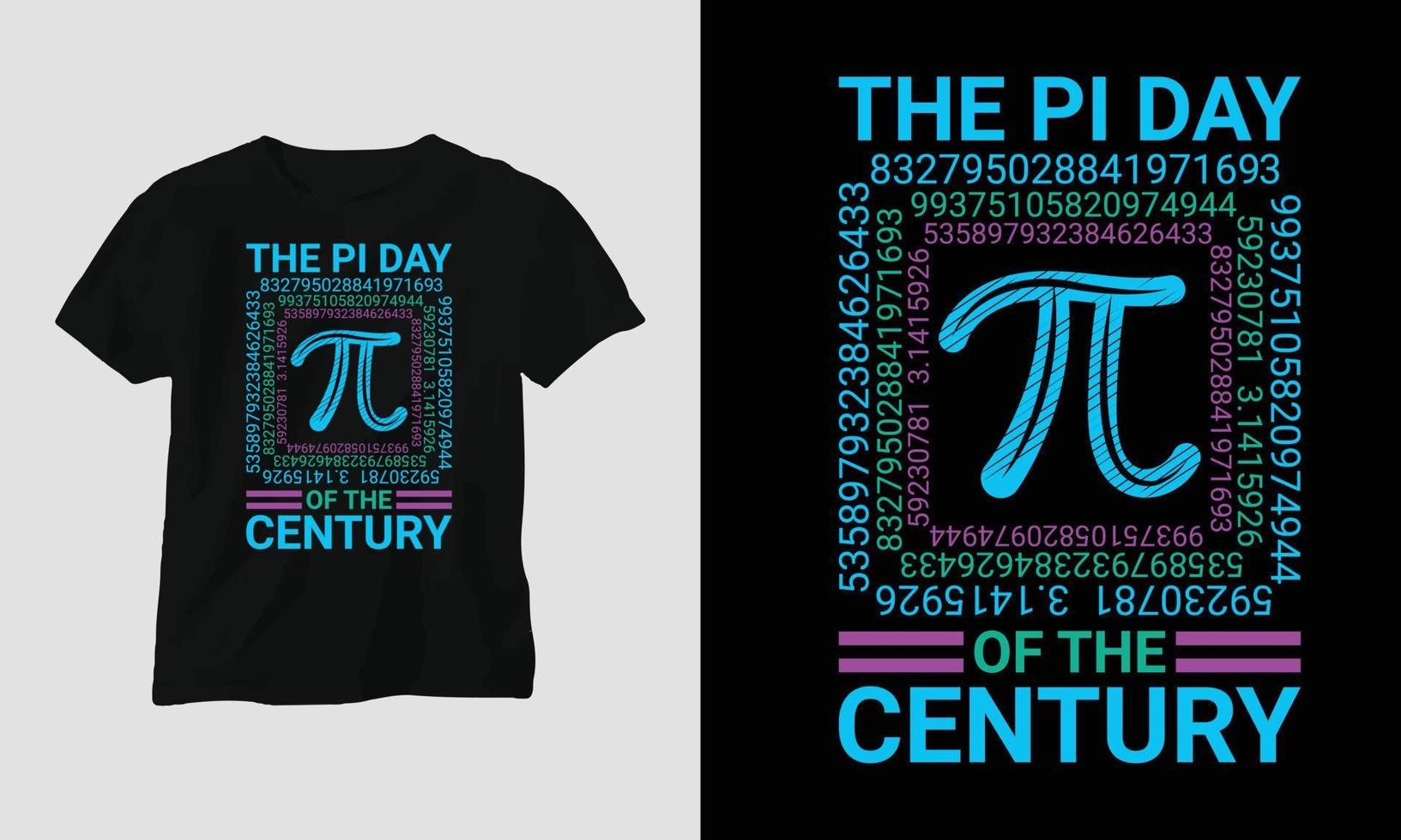Pi Day Special typography t-shirt design template design with pi, math, etc. vector