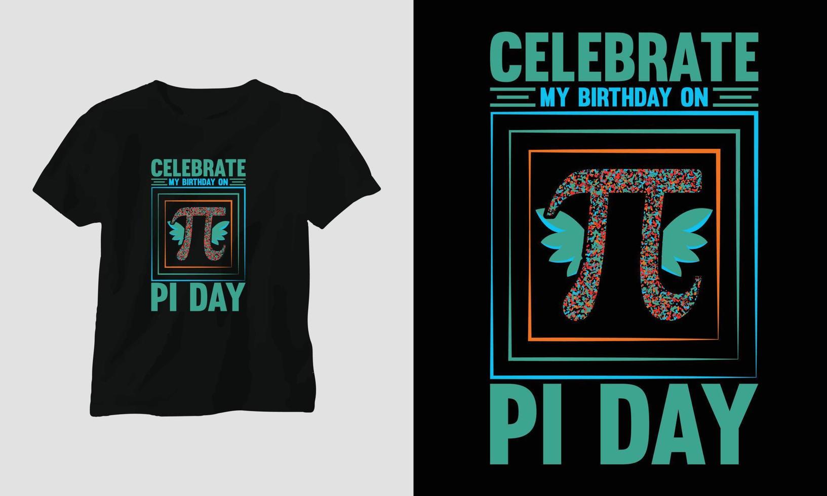 Pi Day Special typography t-shirt design template design with pi, math, etc. vector