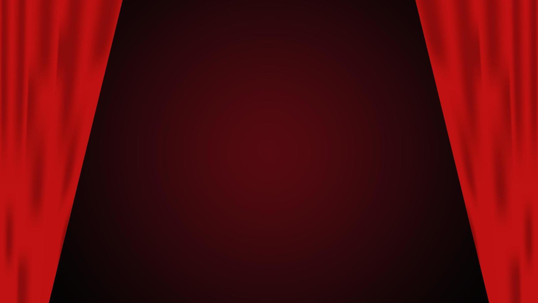 Red curtain on gradient dark red background. Theater stage. Festival show poster. Vector illustration. EPS 10.