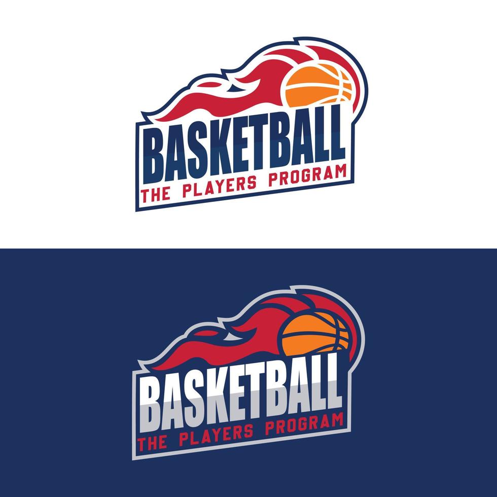 Diseños del emblema del logotipo del club de baloncesto con la ilustración del vector de la insignia del deporte de la pelota