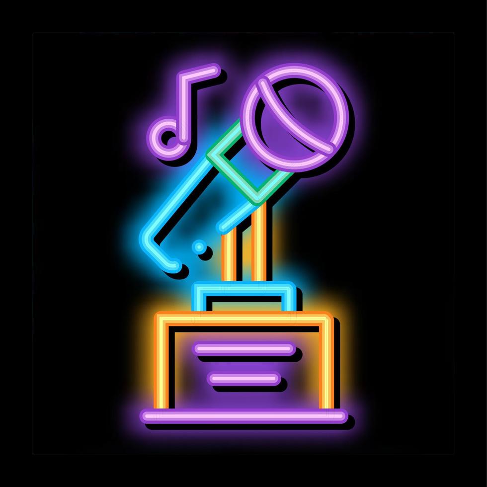 Microphone Equipment For Singing Songs neon glow icon illustration vector