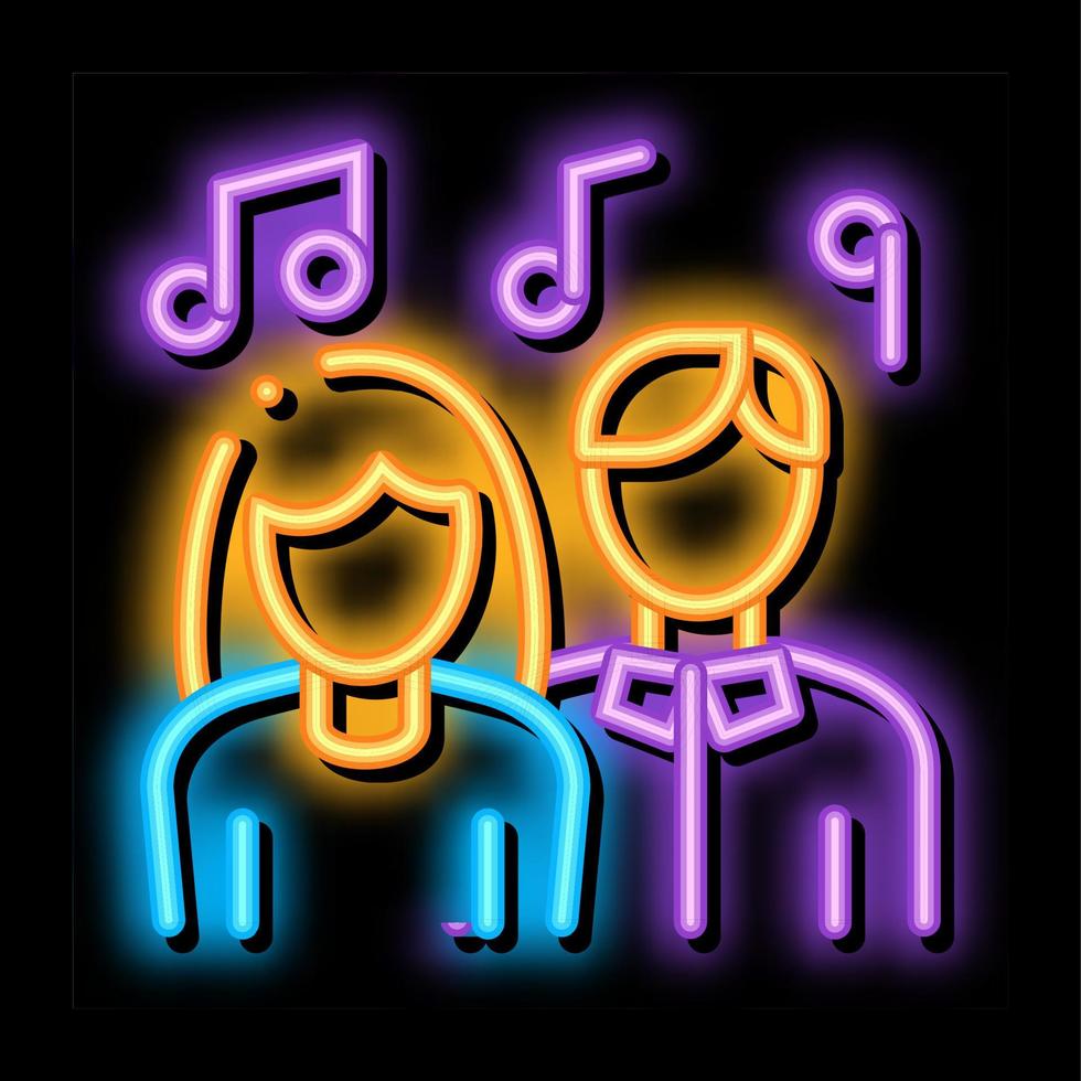 Human Silhouettes Singing Song In Karaoke Vector