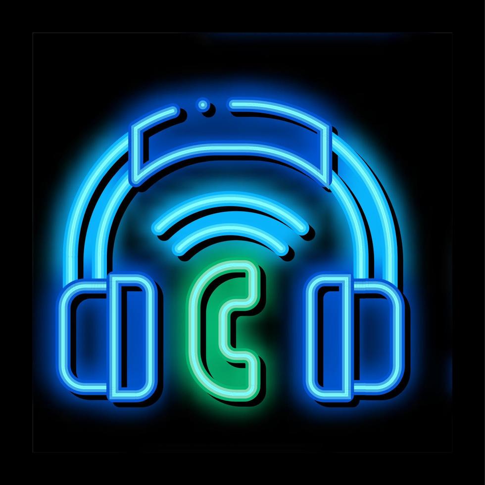 Voip System Headphones neon glow icon illustration vector