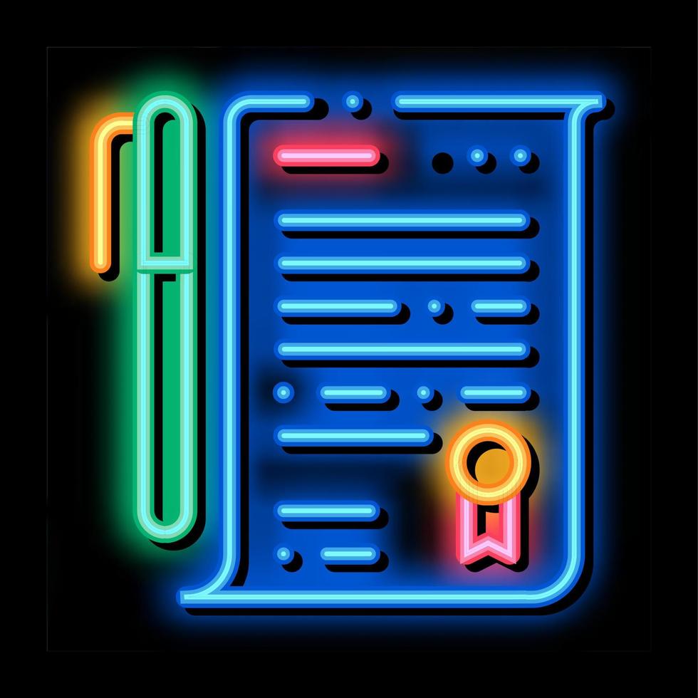 Document neon glow icon illustration vector