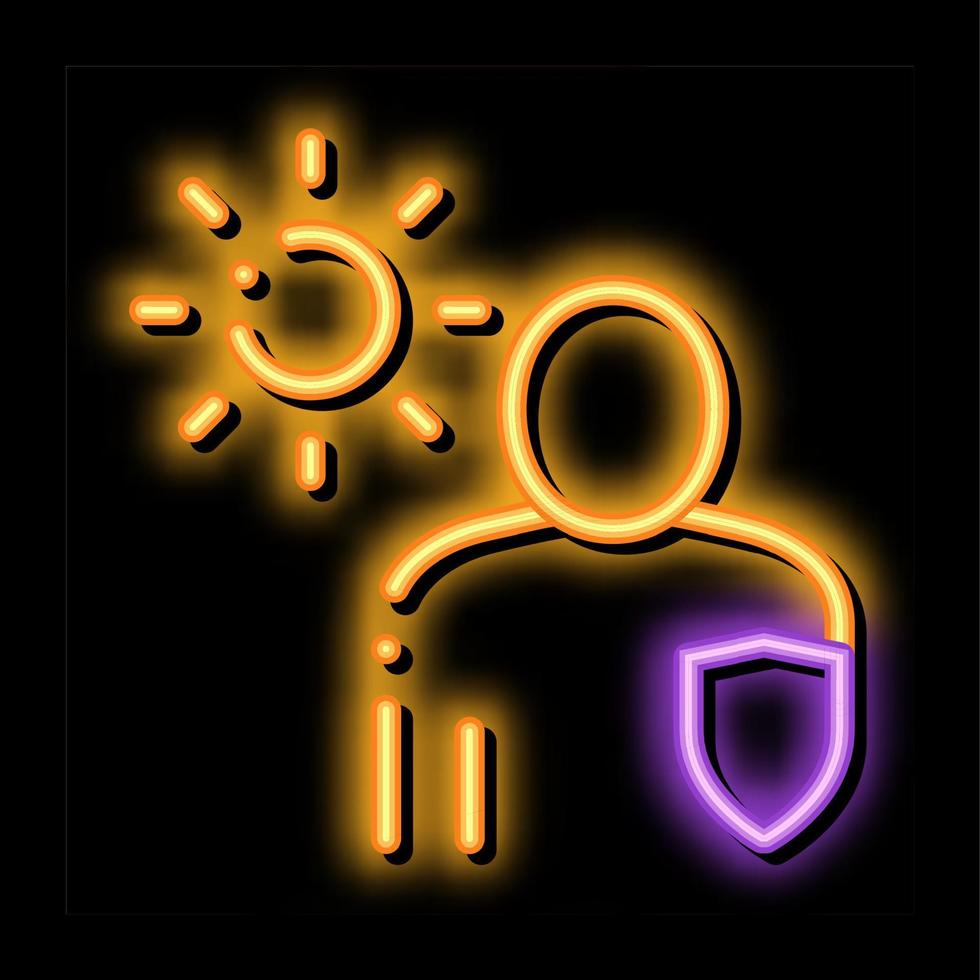 Sun Protected Man neon glow icon illustration vector