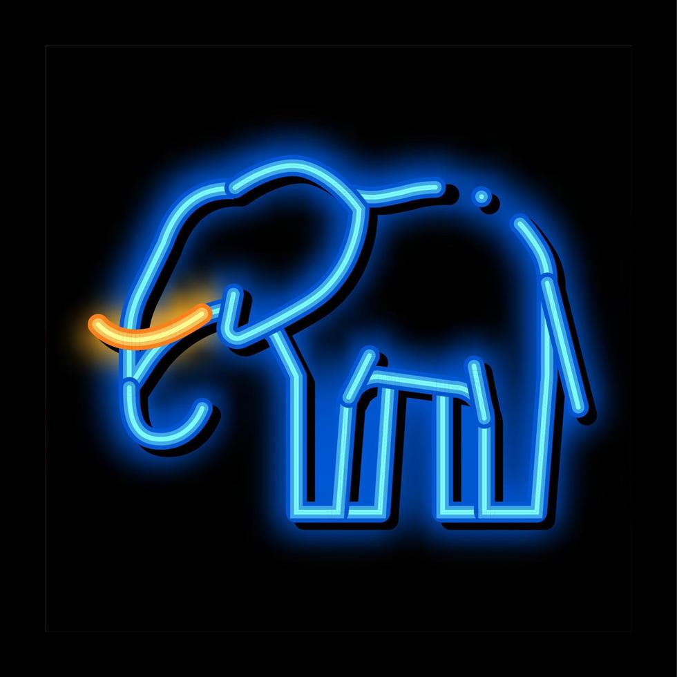 ilustración de icono de resplandor de neón de elefante vector