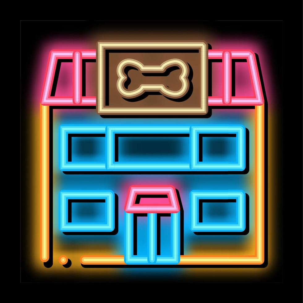 ilustración de icono de resplandor de neón de tienda de mascotas vector