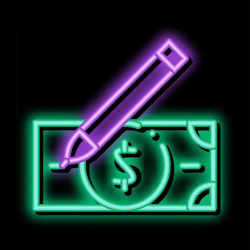 Drawing Fake Banknotes neon glow icon illustration vector
