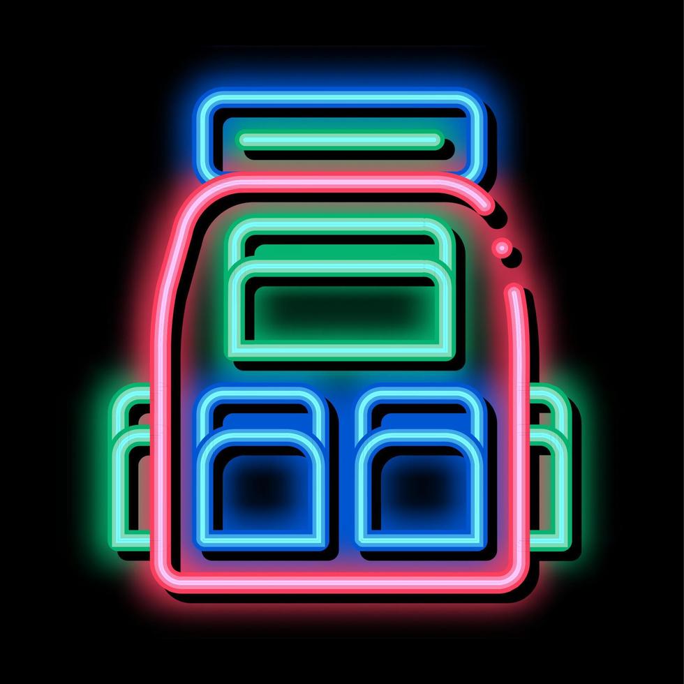 Travel Camping Backpack neon glow icon illustration vector